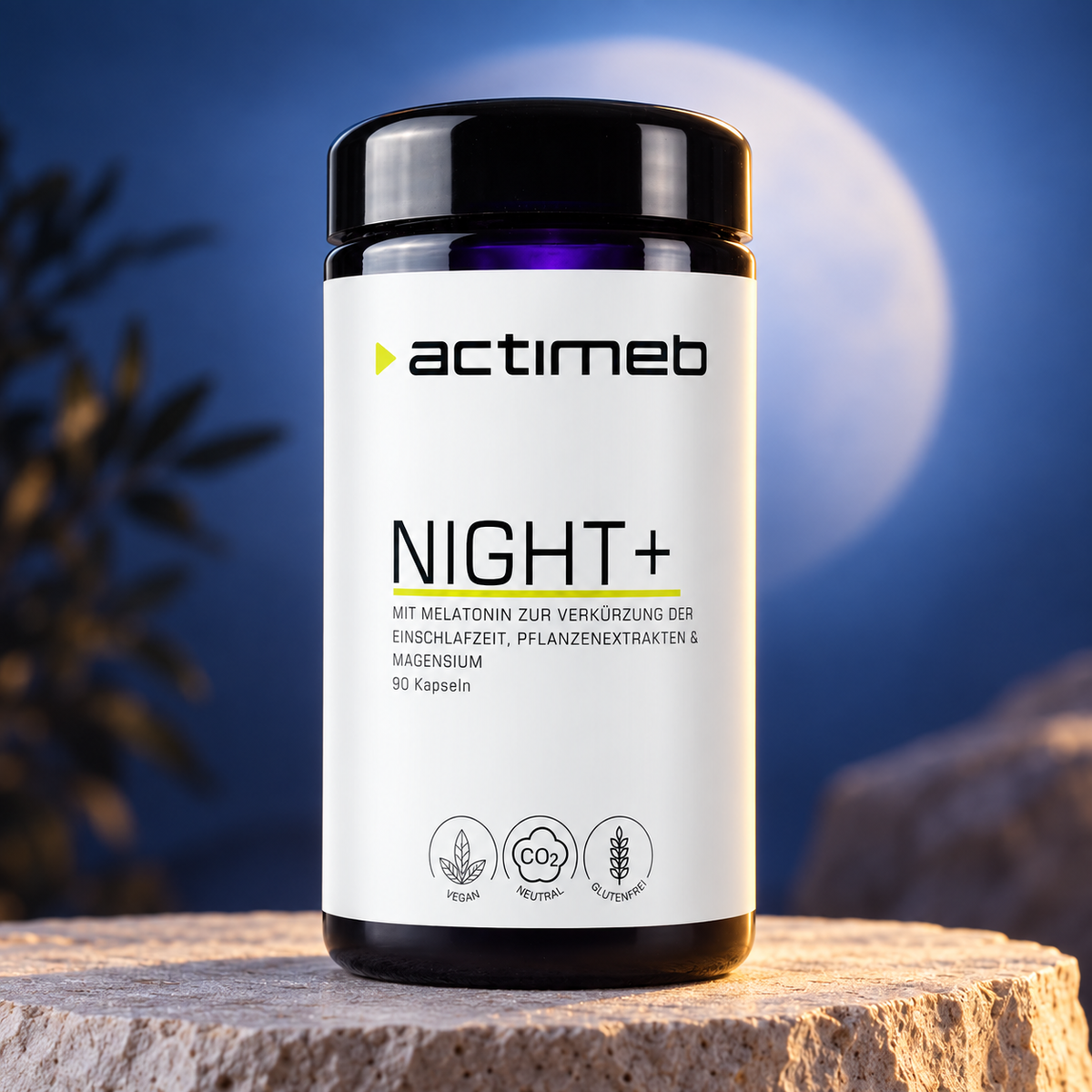 actimeb NIGHT+ | Melatonin & Pflanzenextrakte | 90 Kapseln